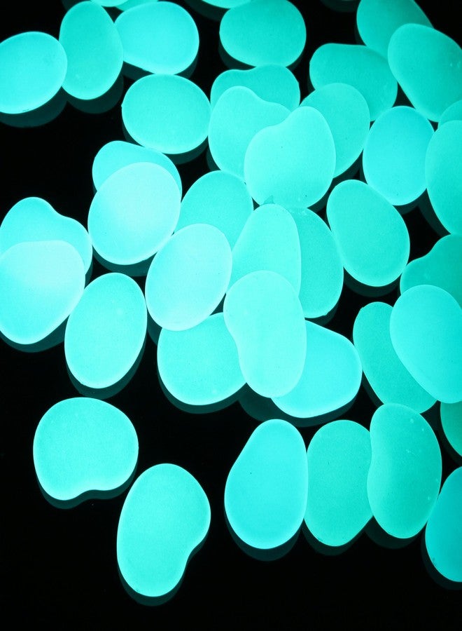 Shiny Stone Glow in The Dark Stones,Glow Pebbles,Garden Pebbles,Glow Gravel Rocks Decorative Pebbles Stones for Aquarium Fish Tank Garden Gift Decoration (Flake Shape, 44pcs,315g/11.11oz/0.69lb) (Blue Green) - Image 2